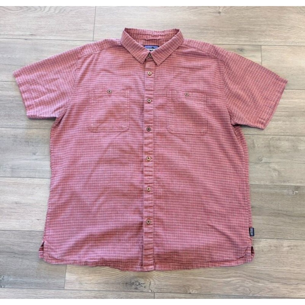 Patagonia Back Step Mens XL Short Sleeve Button Camp Hemp Hiking Shirt 53139